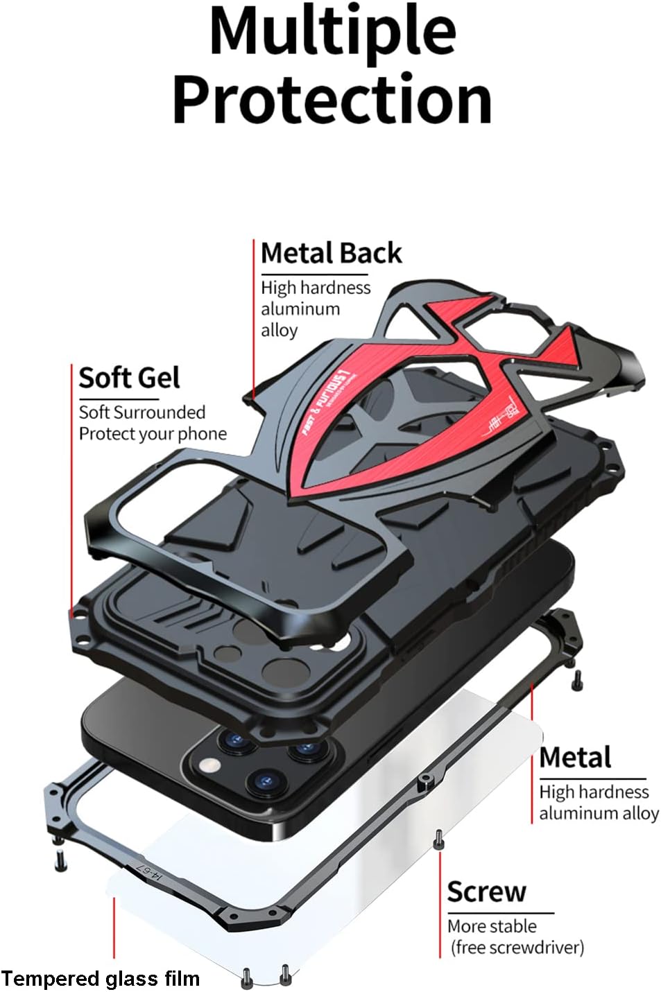 CeeEee Kompatibel mit iPhone 14 Pro Max Hülle 2022 360 Grad Outdoor Metall und Silikon Handyhülle fü