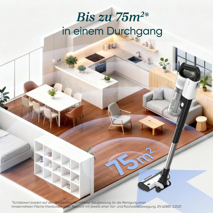 Levoit Akku Staubsauger mit Tierhaardüse, Anti-Haar-Verwicklung, max 50min Laufzeit, 4-in-1 Kabellos