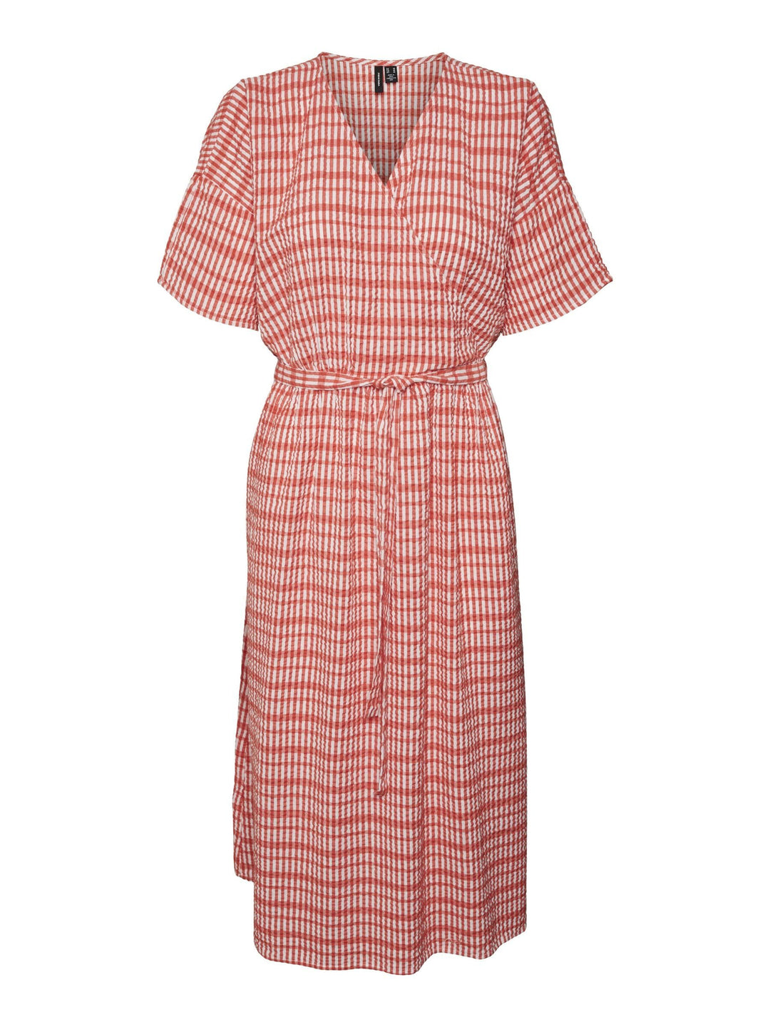 VERO Moda Damen Vmdixie 2/4 Wrap Calf Dress WVN Kleid S Bittersweet/Checks:snow White, S Bittersweet