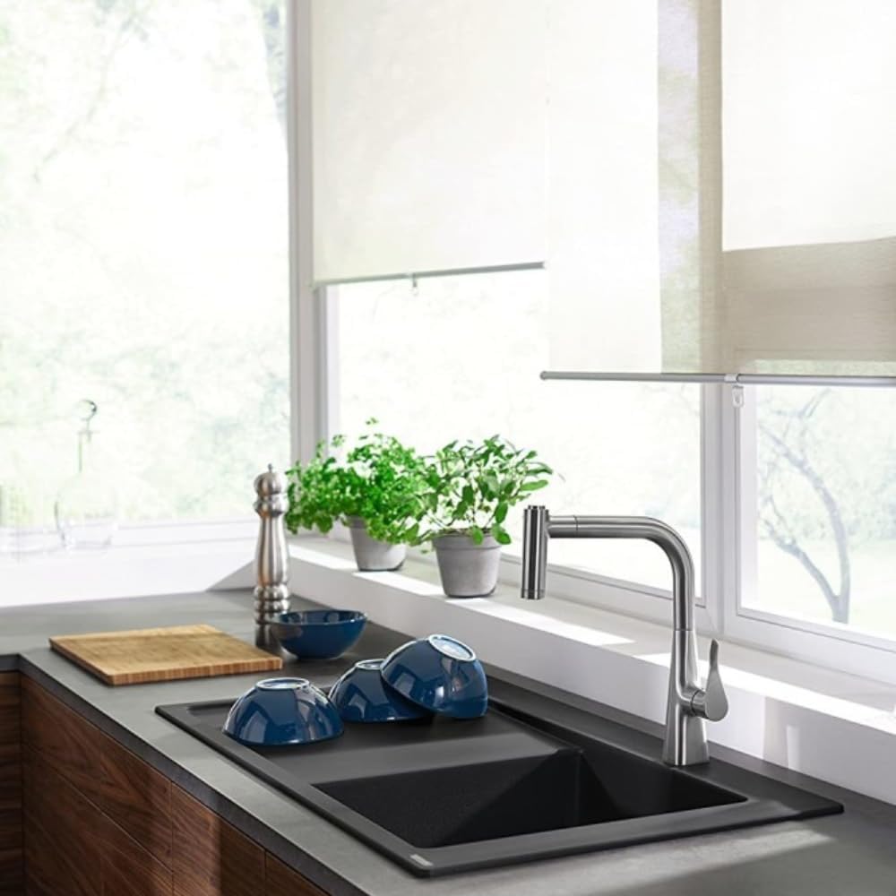 hansgrohe Metris Einhebel-Küchenarmatur, Komfort-Höhe 220 mm, Ausziehbrause, Chrom, Chrom