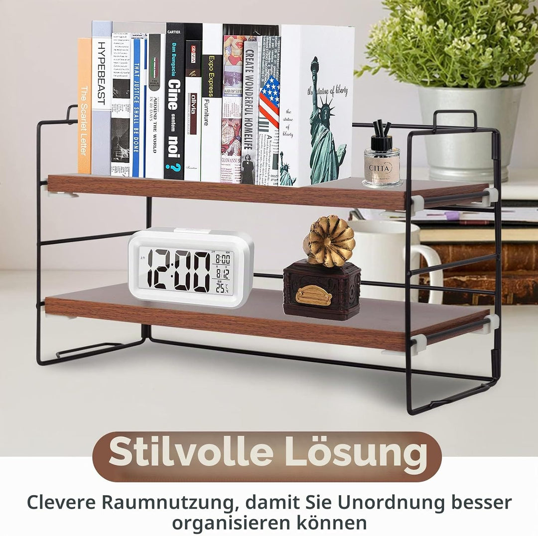 powerking Schreibtisch Regal Organizer, 2-Tier Desktop Regale, justierbare Bücherregal Speicher Rack