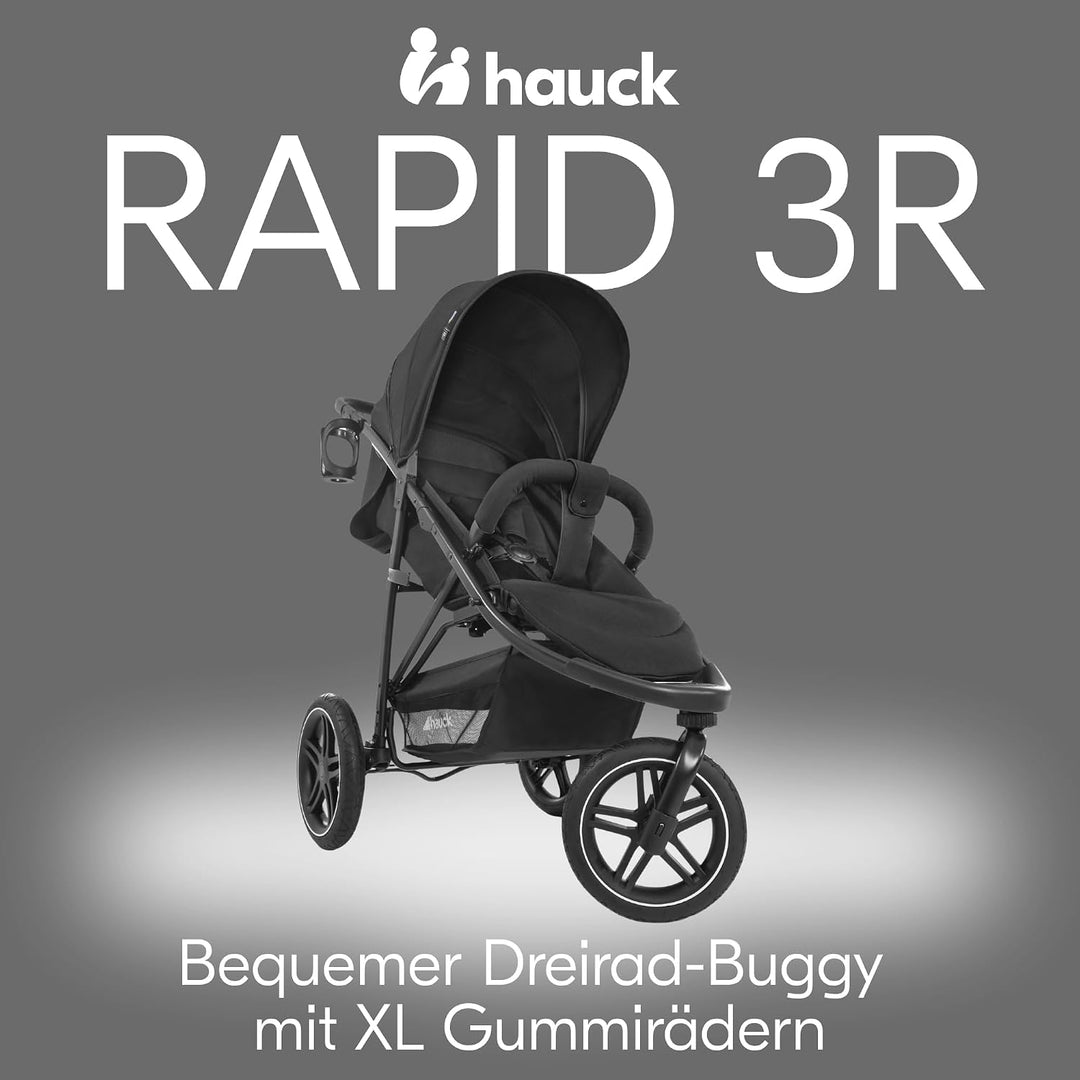 Hauck Dreirad Buggy Rapid 3R bis 25 kg, Grosses Sonnenverdeck, Klein Zusammenklappbar, Höhenverstell