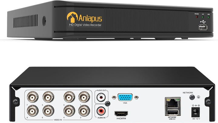 Anlapus 8 Kanal 1080P HD DVR Netzwerk Video Recorder Aufzeichnungsgerät mit 1TB Festplatte, Unterstü