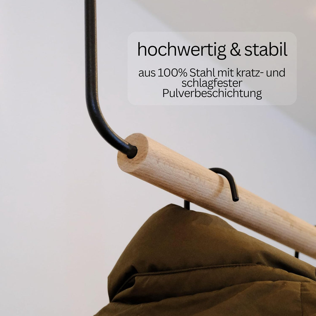 Kleiderstange Deckenmontage, Garderobenstange aus Holz Metall | Kleiderstange Decke | Als Schmale Ga