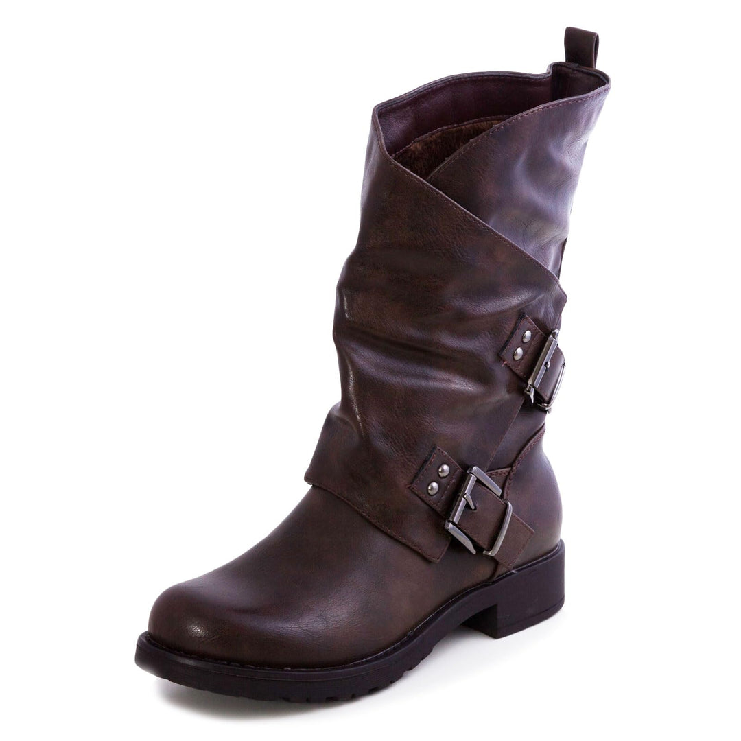 Toocool - Stiefel, Damen, niedrig, Biker, Stiefel, Stiefel, Schnallen Amphibien SA9907 41 EU Braun,