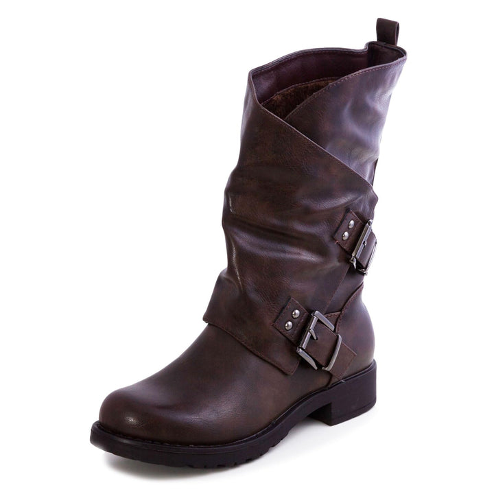 Toocool - Stiefel, Damen, niedrig, Biker, Stiefel, Stiefel, Schnallen Amphibien SA9907 41 EU Braun,