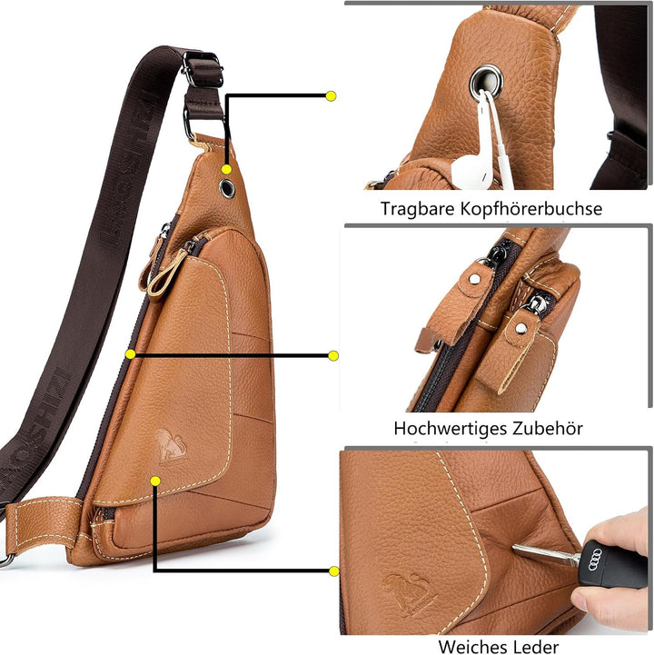 pundarika brusttasche herren leder Kleine umhängetasche herren sling bag Leder Crossbody bag Tasche