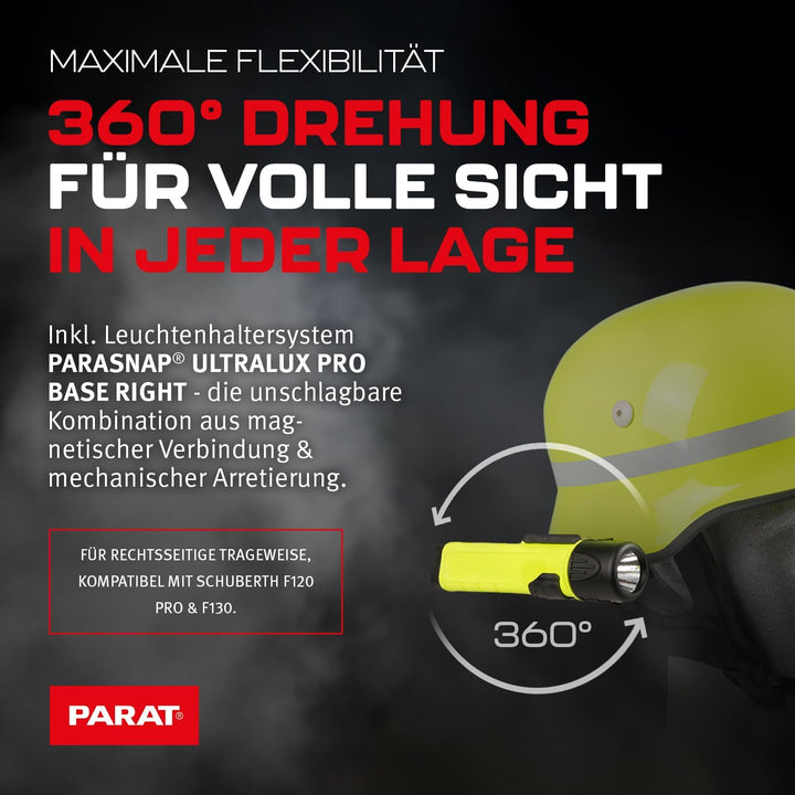 PARAT PARALUX® PX1 FEUERWEHR Set für Schuberth F120 Pro/F130 Rechts | LED Arbeitsleuchte mit 120 Lum