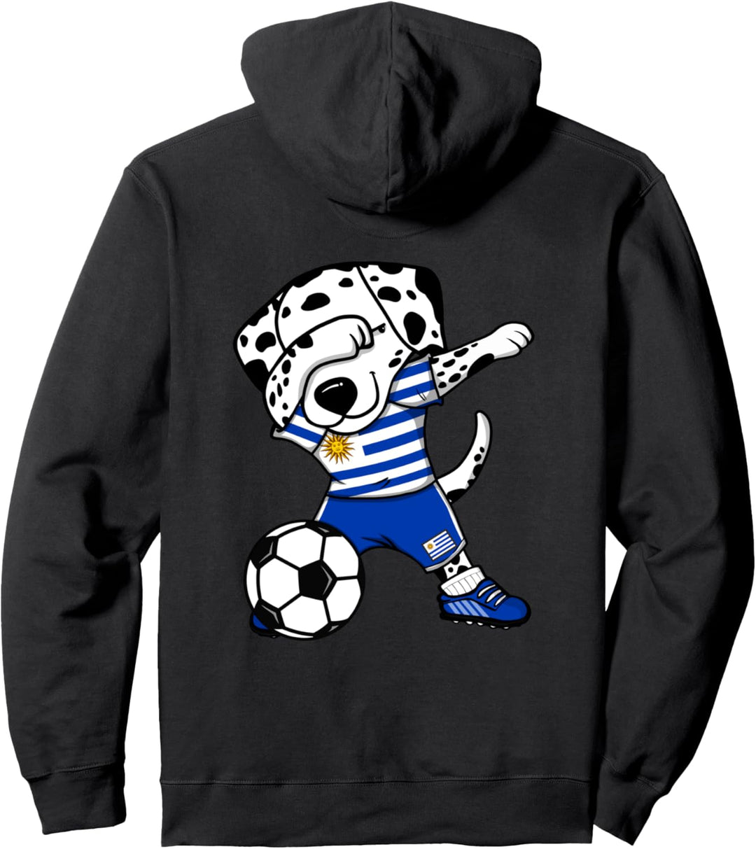 Dabbing Dalmatiner Hund Uruguay Fussball Uruguayische Flagge Pullover Hoodie