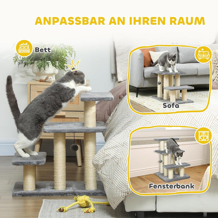 PawHut Hundetreppe 3 Stufen 54 cm Hoch Haustiertreppe für Kleine Hunde Katzentreppe Hunderampe mit S