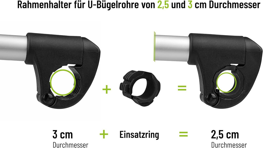 Strap Rahmenhalter lang Ø 25+30mm, Schwarz/Silber