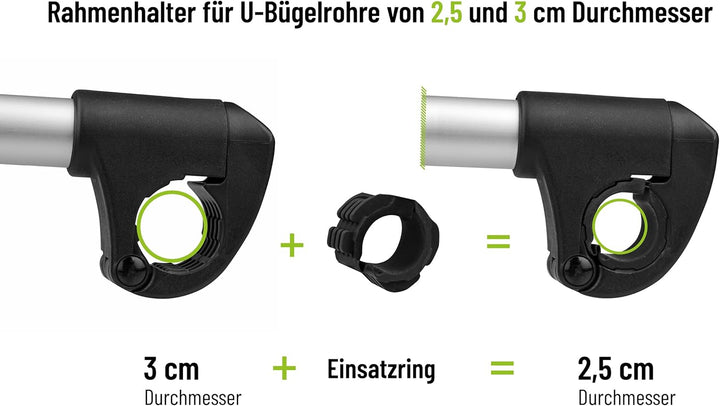 Strap Rahmenhalter lang Ø 25+30mm, Schwarz/Silber
