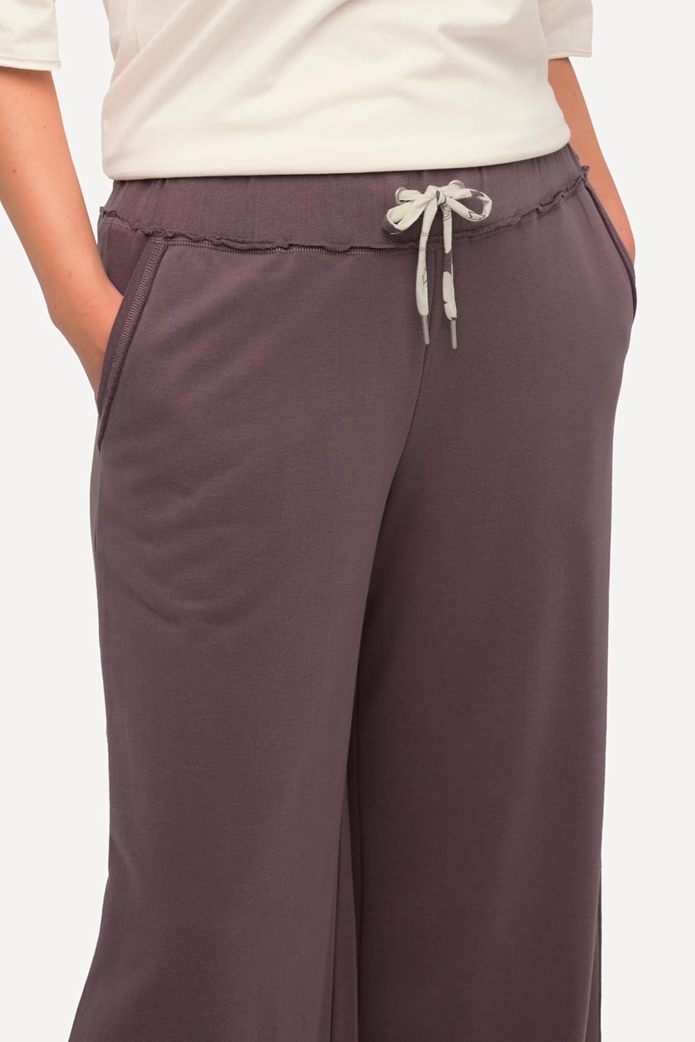 Ulla Popken Damen Cosy Loungewear Wide Pants Jogginghosen 46-48 Dunkles Taupe, 46-48 Dunkles Taupe