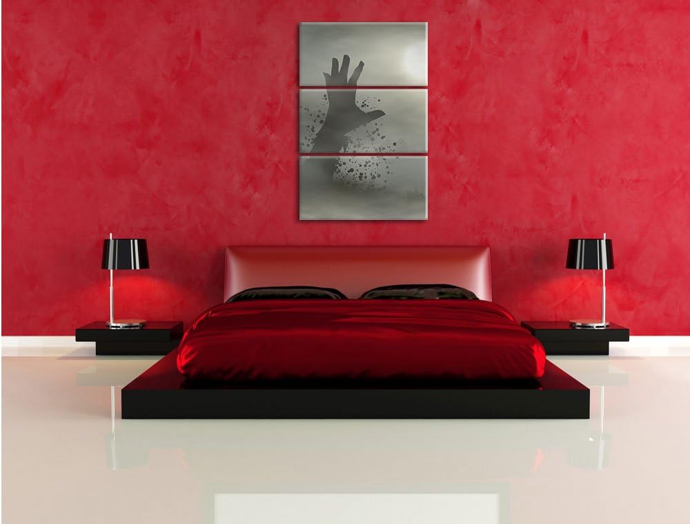 Pixxprint erwachender Zombie 3-Teiler Leinwandbild 120x80 Bild auf Leinwand