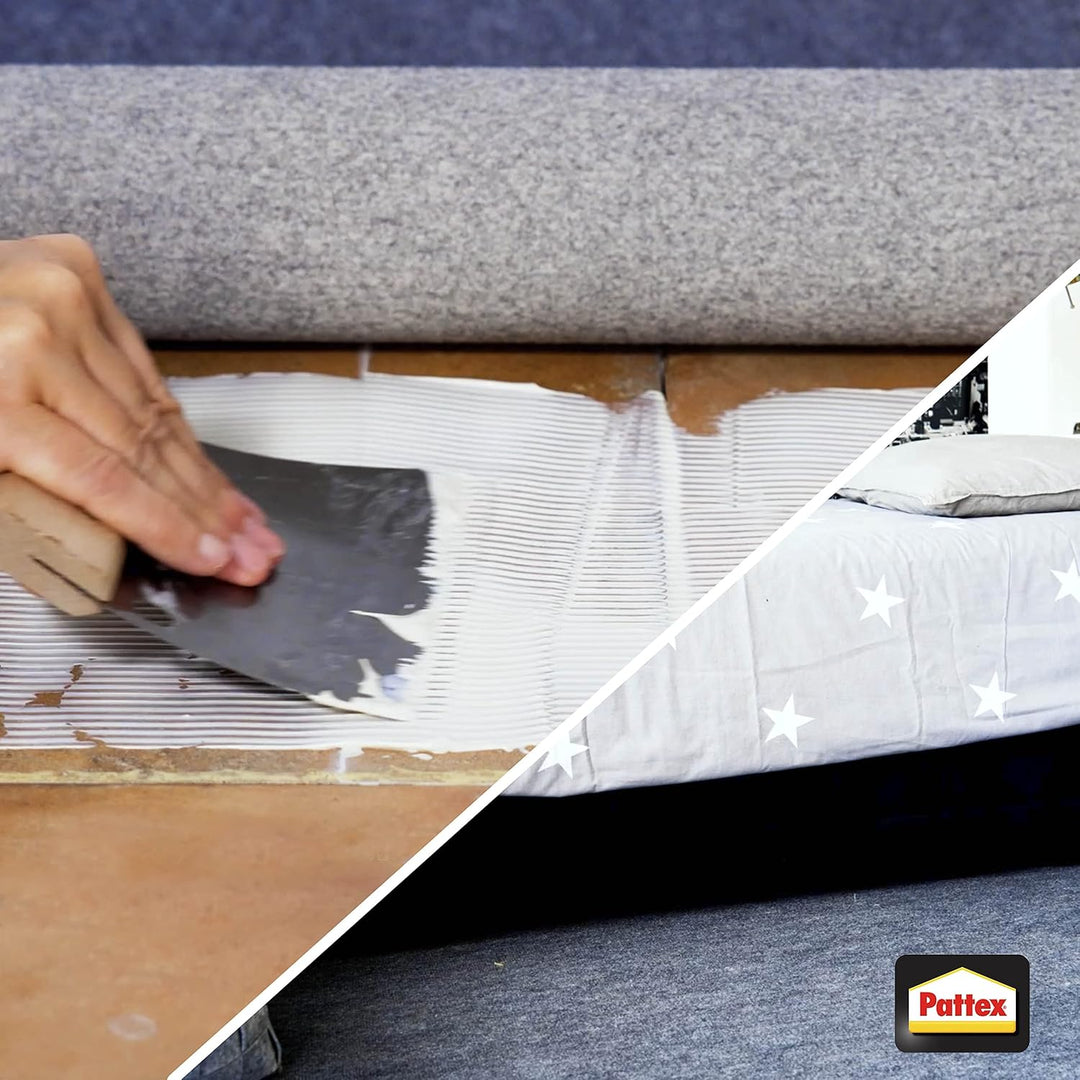 Pattex Teppich und PVC Kleber Universal, starker Kleber für PVC-Beläge & Teppiche, Teppichkleber für