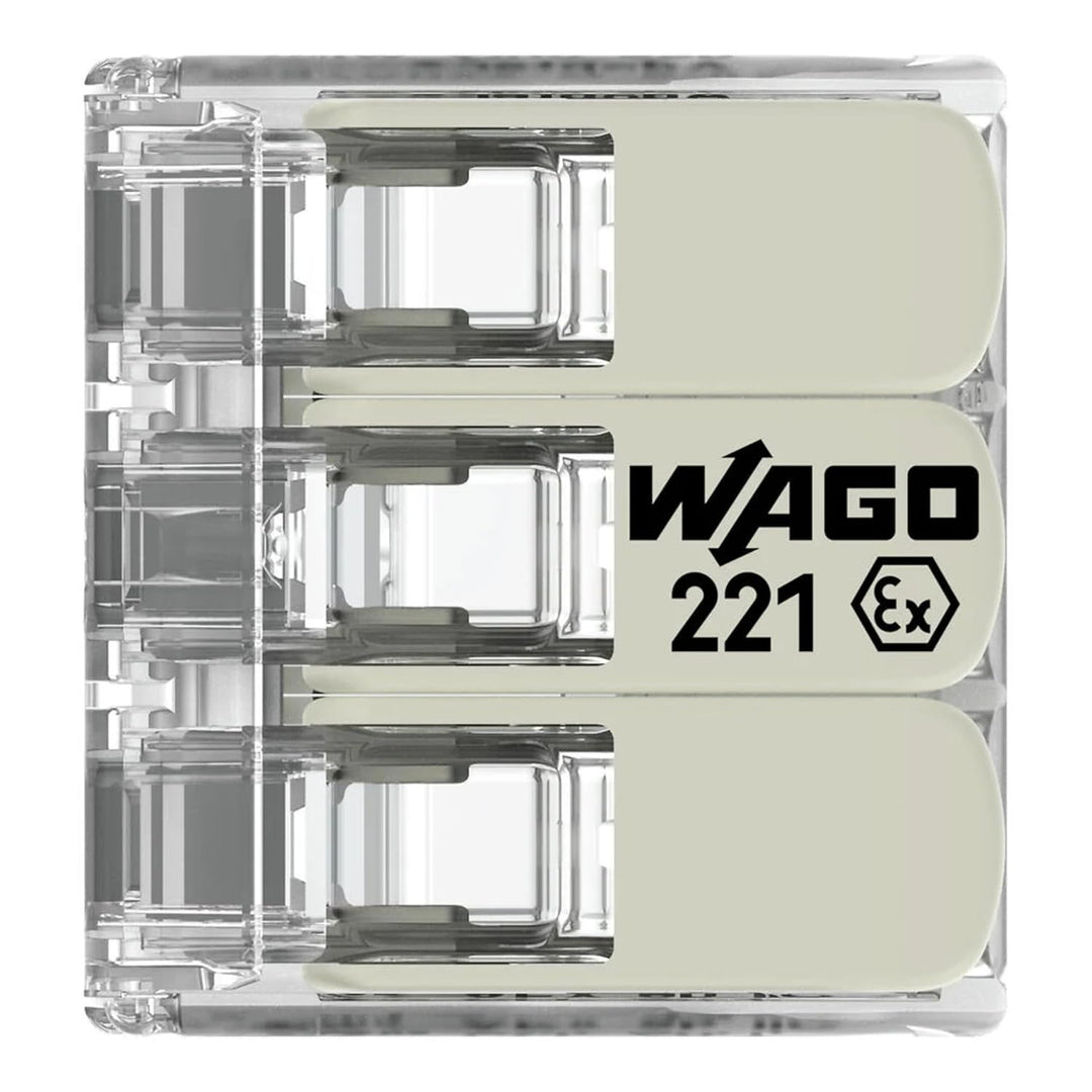 WAGO® Klemme, 3-Leiter, 6 mm², Ex, Verbindungsklemme mit Hebel, 221-683 (30 Stück)