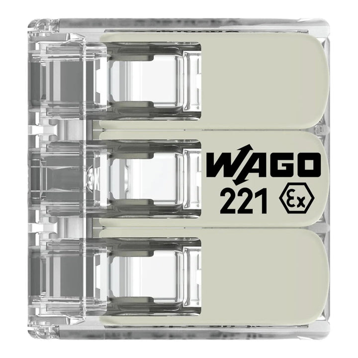WAGO® Klemme, 3-Leiter, 6 mm², Ex, Verbindungsklemme mit Hebel, 221-683 (30 Stück)