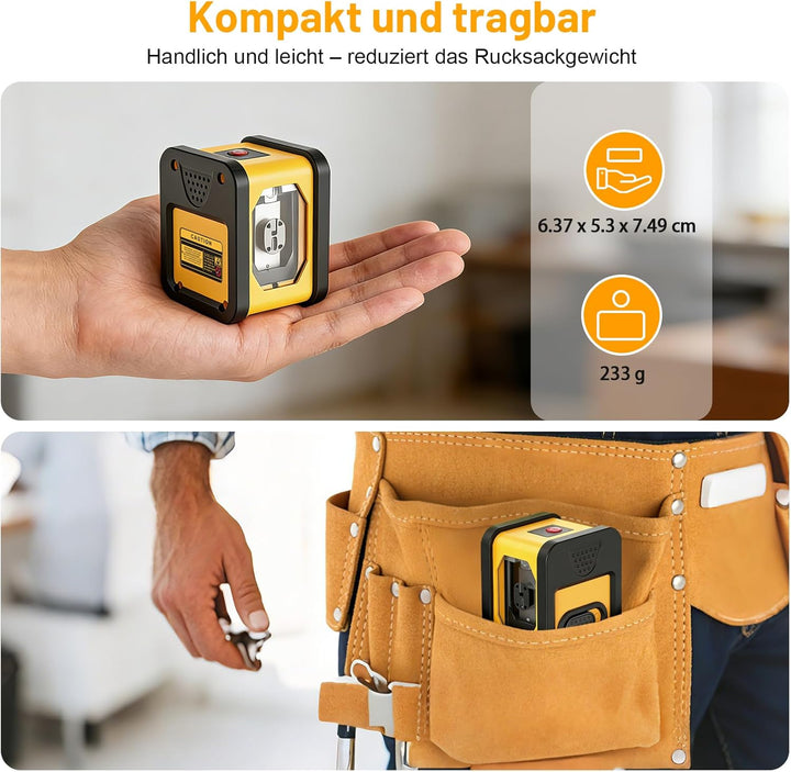 Laser Wasserwaage mit 1m Stativ, 50m Pulsmodus SAVSEC Kreuzlinienlaser Selbstnivellierend, Vertikale