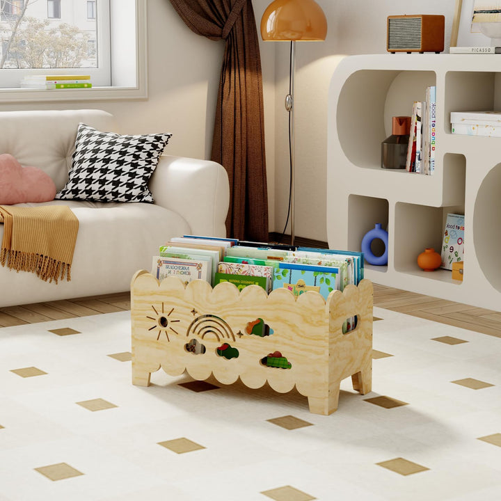 Kinder Bücherregal Holz, Montessori Bücherregal Kinder, Bücherkiste Kinder für Leseecke, Babyzimmer,