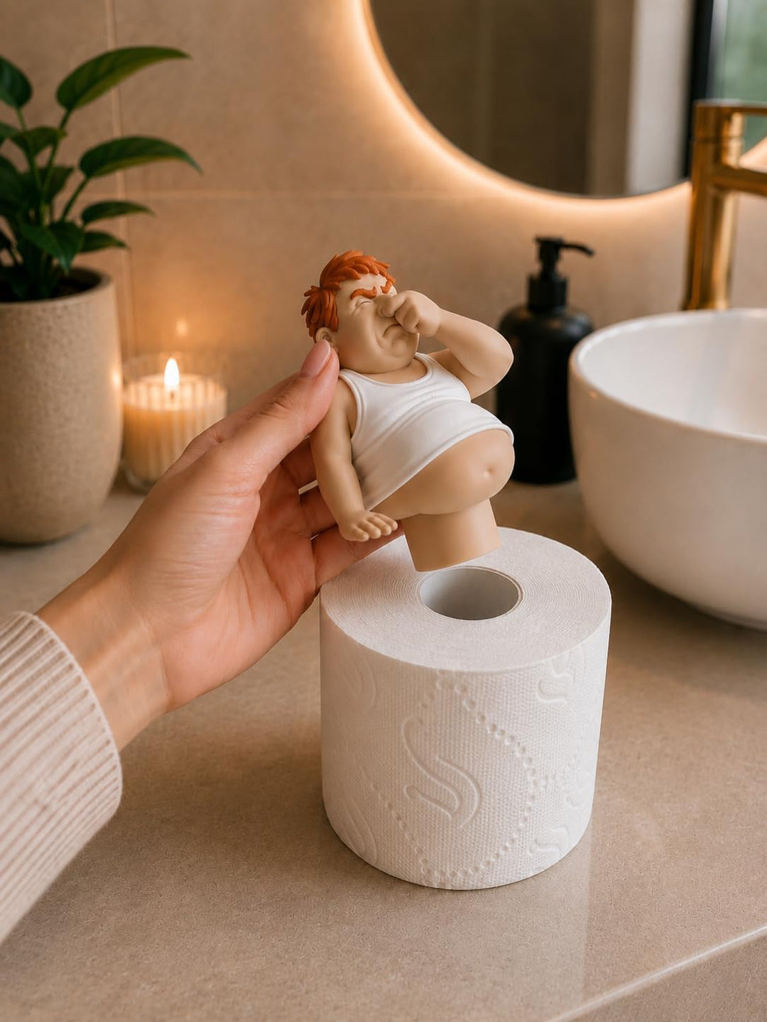 Lustiges Toilettenrollenhalter Paar | Mann &amp; Frau auf Klopapierrolle | Badezimmer Deko Idee| Witzige