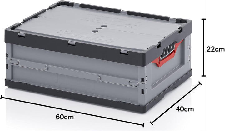 Auer Packaging 2x Profi-Faltbox 60 x 40 x 22 mit Deckel Faltbarer Eurobehälter Klappbox für Transpor