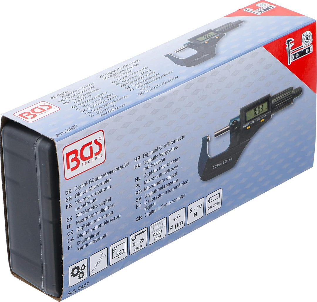 BGS 8427 | Digital-Bügelmessschraube | 0 - 25 mm | Digitaler Mikrometer / Mikro-Messschieber, 0 - 25
