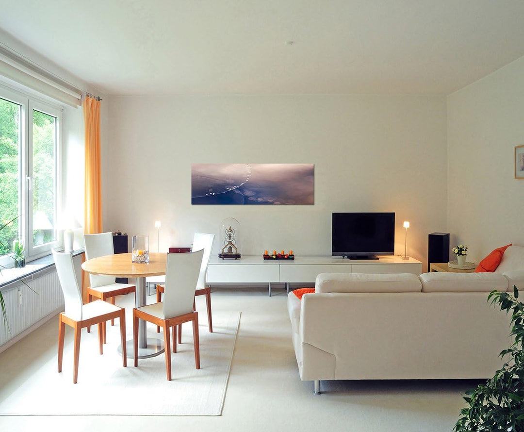 Paul Sinus Art Panoramabild auf Leinwand und Keilrahmen 150x50cm Nebel Licht verschwommen abstrakt