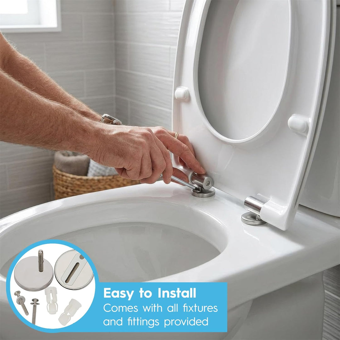 Harbour Housewares Toilettensitz mit Soft-Close für ovale Toiletten - Weiss - Antibakterielle ovale