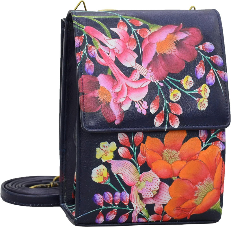 Anuschka Damen echt Leder Mini Sling Organizer Tasche, Kreuztasche, Stylisher Organizer Moonlit Mead