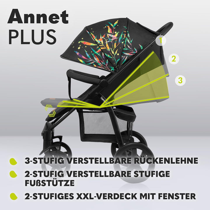 LIONELO Annet Plus Buggy bis 22 kg mit Liegefunktion, Kinderwagen klein zusammenklappbar mit Zubehör