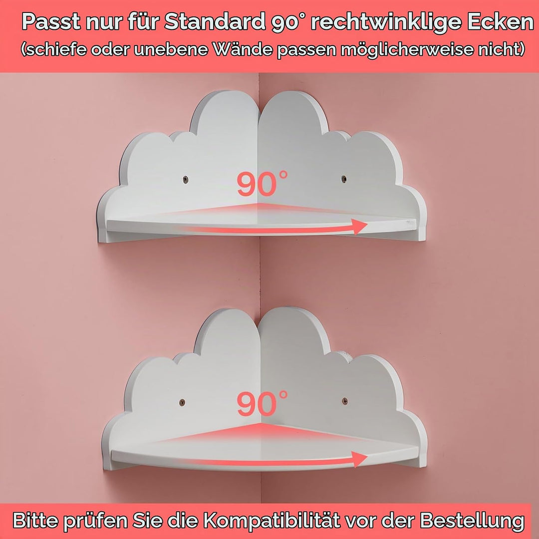 Gieanoo Wolke Corner Regale Set von 3, weisse Wandregale für Kinderzimmer, Schlafzimmer, Wohnzimmer