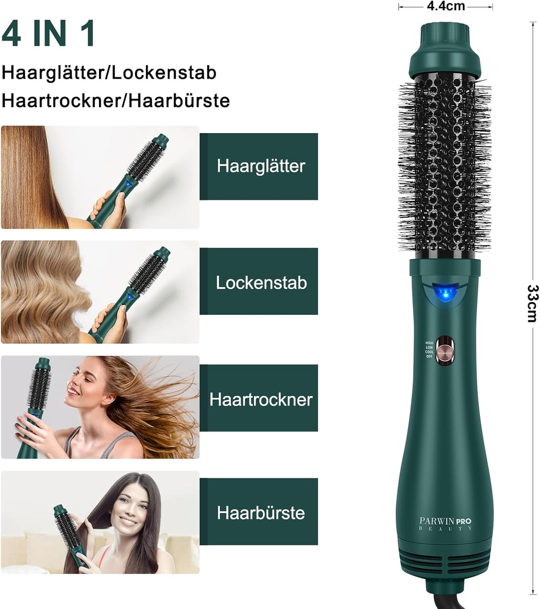 One-Step Warmluftbürste Föhnbürste, PARWIN PRO BEAUTY Rundbürstenföhn, 4 in 1 Rund Haartrockner lock