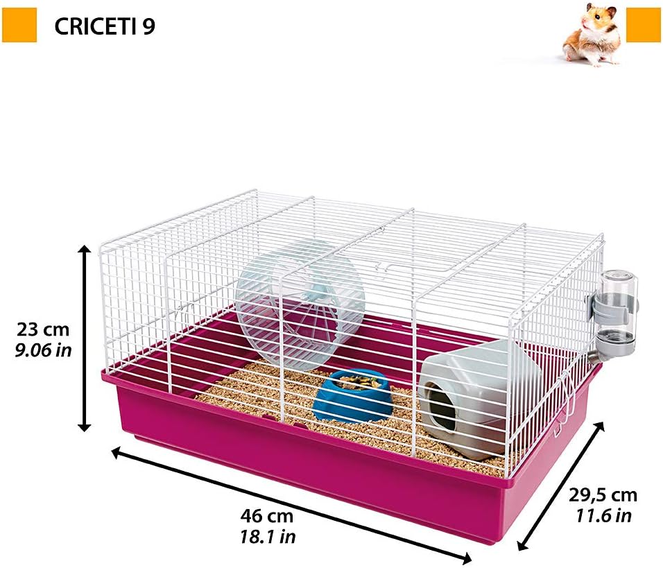 Ferplast Hamsterkäfig, Nagerkäfig, Kleintierkäfig, Hamsterzubehör inklusive, 46 x 29,5 x h 23 cm Bia