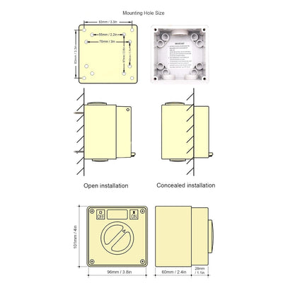IP66 Wasserdichter Schalter 250V 2 Positionen Drehwahlschalter Staubdichter Ein Aus Schalter für den