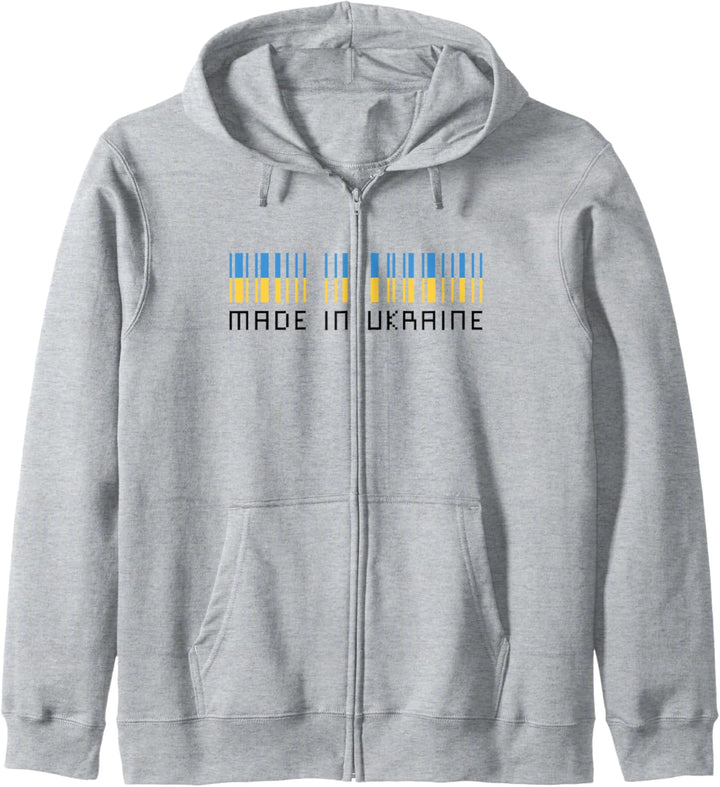 Hergestellt in der Ukraine, ukrainische Flagge, ukrainisches Hemd, Barcode Kapuzenjacke