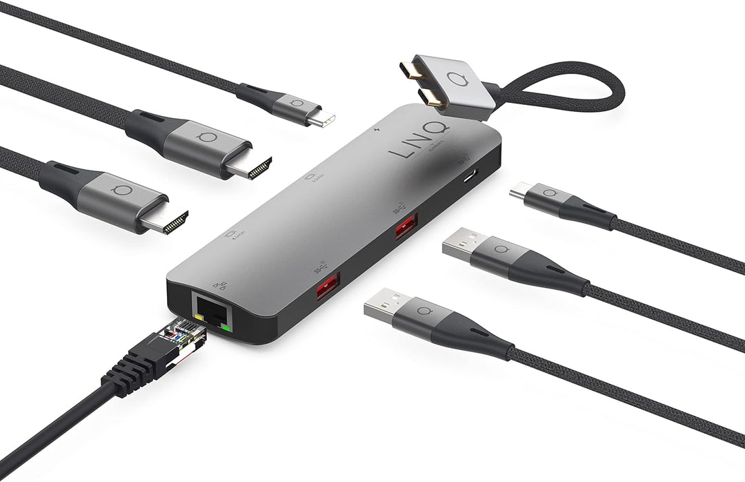 Linq Connects 7in2 Pro USB-C 10gbit/s Hub, Dual 4K HDMI-Ethet für M1/2, 4K HDMI 1/2, HDMI 2.0, bis 4