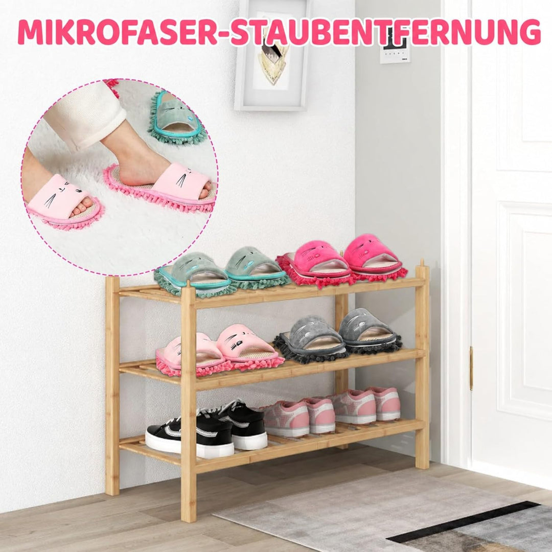 4 Stück Mikrofaser Mop Hausschuhe, Wischmopp-Hausschuhe für Bodenreinigung, waschbar wiederverwendba