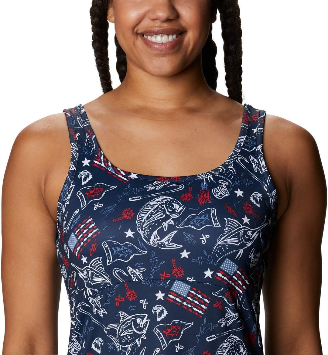 Columbia Damen Freezer Iii Kleid Freezer III Kleid S Collegiate Navy Americana Fishing Print, S Coll
