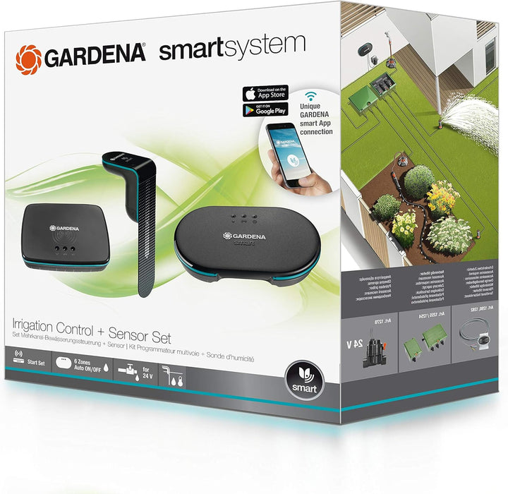 Gardena smart Irrigation Control Sensor Set: Bewässerungssteuerung für bis zu 6 Ventile (24 V), inkl
