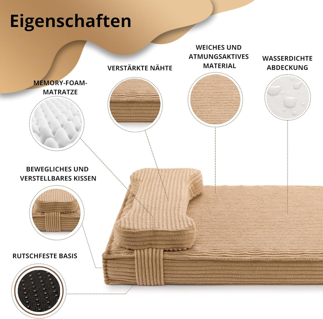 Orthopädisches Katzenbett mit Kissen, wasserdicht, waschbar L 61 x B 15 x H 46 cm, L 61 x B 15 x H 4