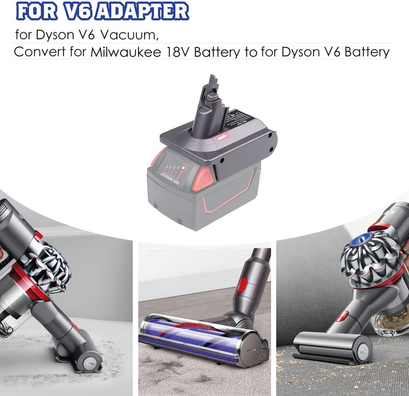 BTRUI Für Dyson V6 Milwaukee Batterieadapter, für Milwaukee M18 18 V Akku auf Dyson V6 SV03 SV04 SV0