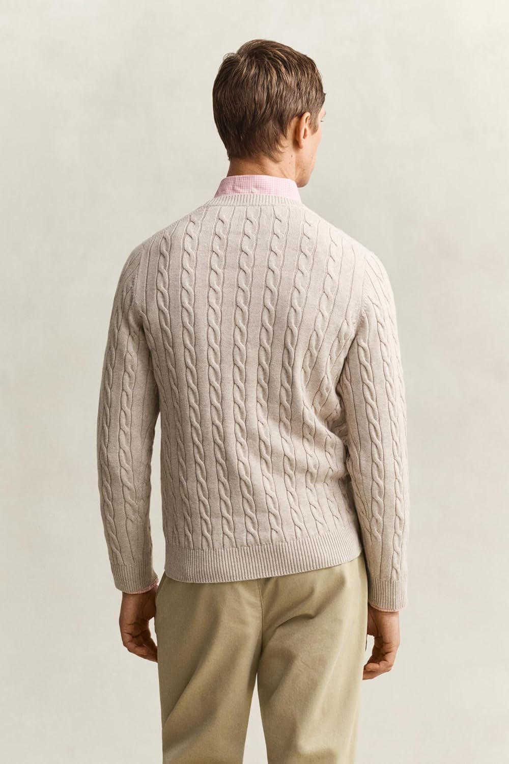 GANT Herren Cotton Cable C-Neck Pullover S Oat Melange, S Oat Melange