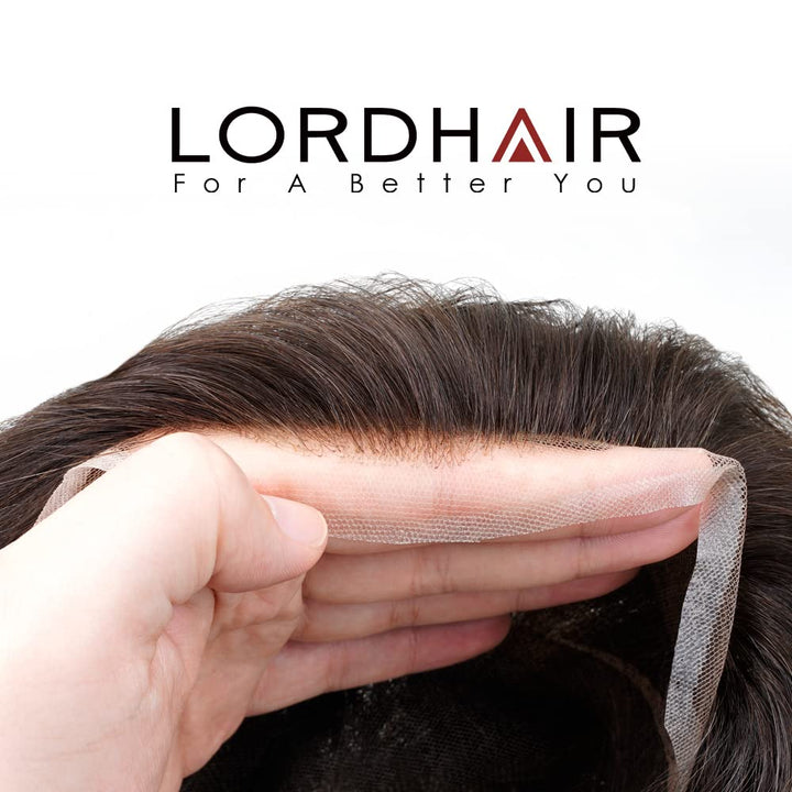 Lordhair Toupet Echthaar Männer,Perücke Männer,0,03 mm Dünne Leder Basis 20 * 25 CM Leichtes Haarers