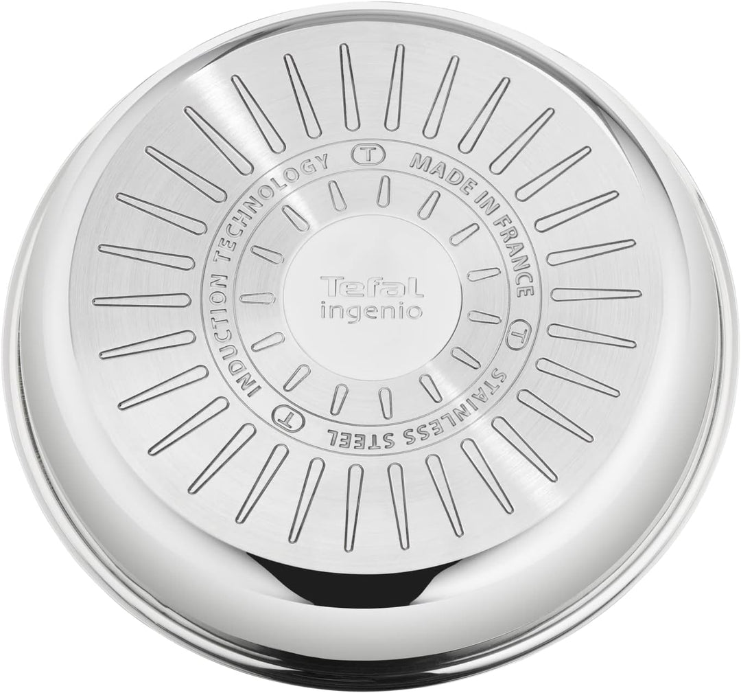 Tefal Emotion Ingenio Bratpfannen-Set, Induktion, Edelstahl, 24/28 cm und Griff, silberfarben, 3-tei