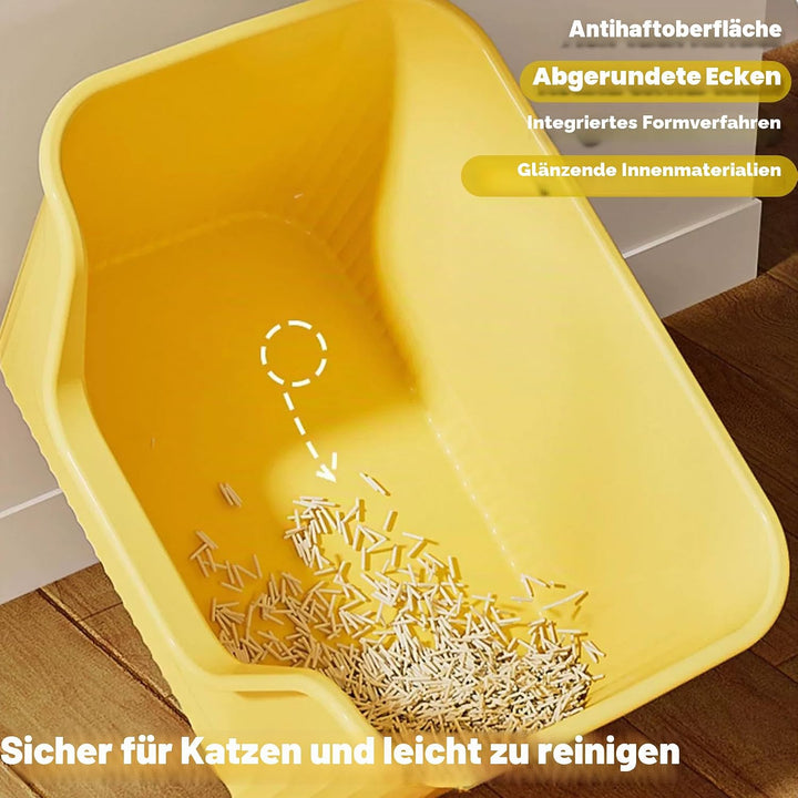 Vealind Katzenklo Offen, Gross Katzentoilette, Hoher Rand Katzenklo, Katzentoiletten mit Hohem Rand