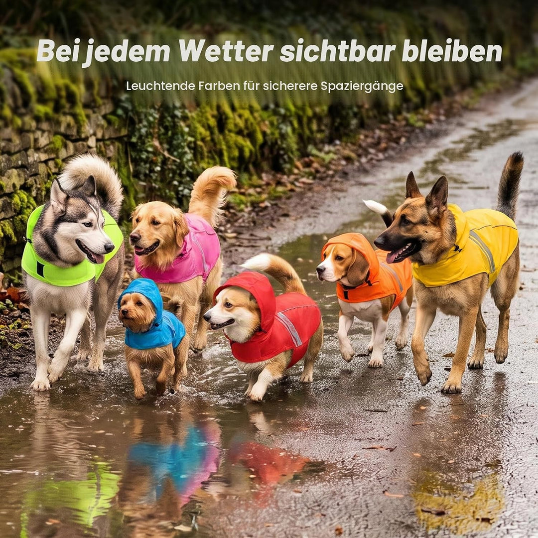 VIVAGLORY Hunderegenmantel für kleine Hunde, leicht an- und ausziehbare Regenbekleidung, reflektiere