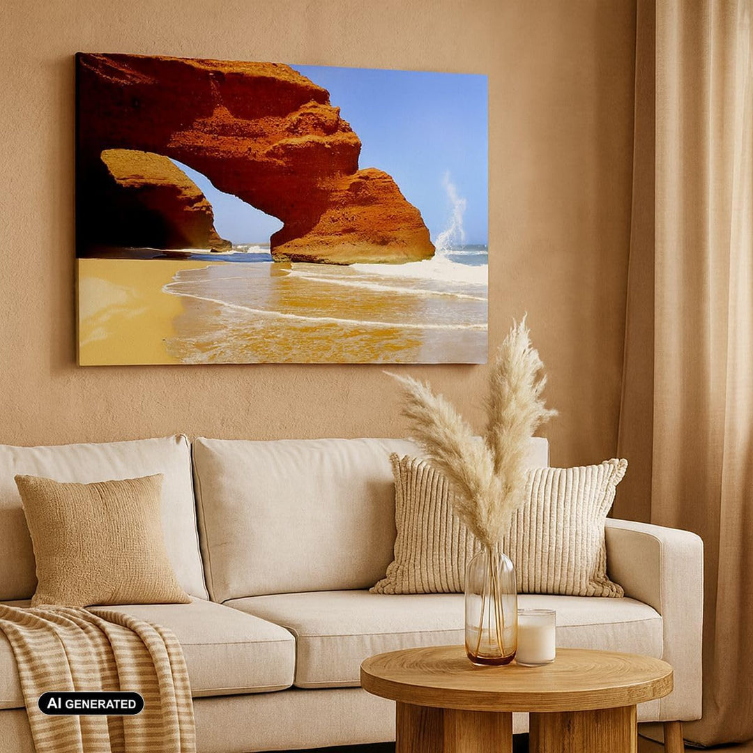 Bilder auf Leinwand Felsen Sandstein Ozean Natur Leinwandbild 70x50cm Wandbilder Dekoration Wohnzimm