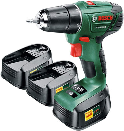 Bosch PSR 1800 LI-2 Drill ohne Schlüssel Grün 1,2 kg – Elektro-Bohrschrauber 1 cm, 3 cm, 38 Nm, 18 N