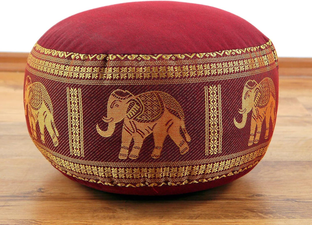 livasia Meditationskissen Thaiseide - Ø 32x20cm - Yogakissen klein mit Kapok, Pouf, Bodenkissen Yoga