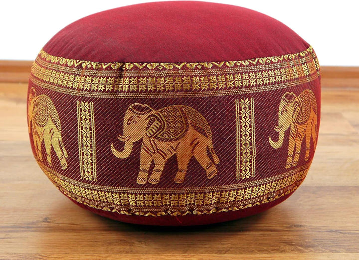 livasia Meditationskissen Thaiseide - Ø 32x20cm - Yogakissen klein mit Kapok, Pouf, Bodenkissen Yoga